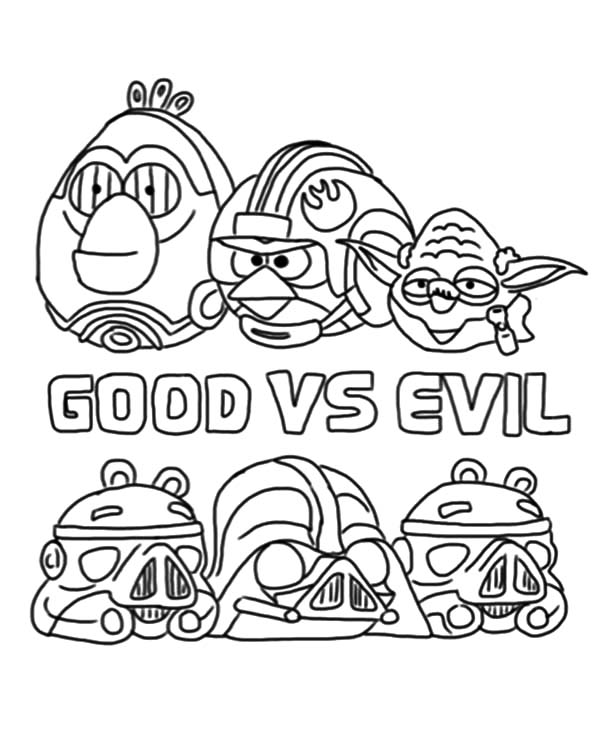Angry Bird Star Wars, : Angry Bird Star Wars the Good Versus the Evil Coloring Pages