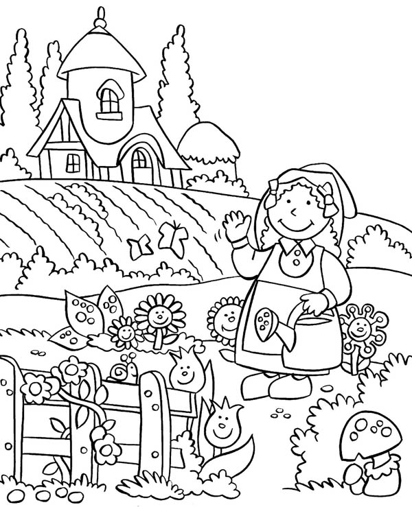 Gardening, : Anne Gardening Story Coloring Pages