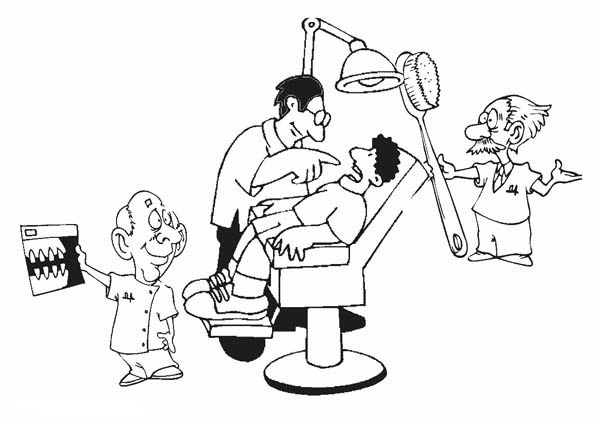 Dentist, : Dentist Coloring Pages for Kids