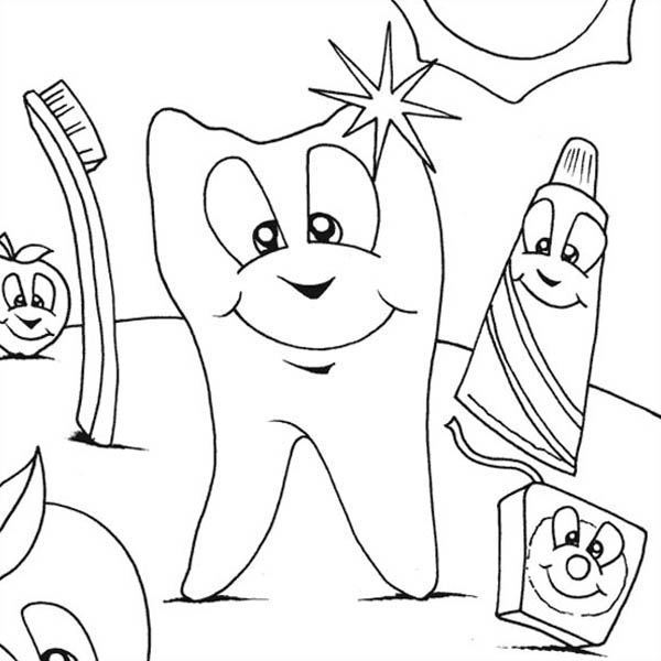 Dentist, : Dentist Make Our Tooth Shine Coloring Pages
