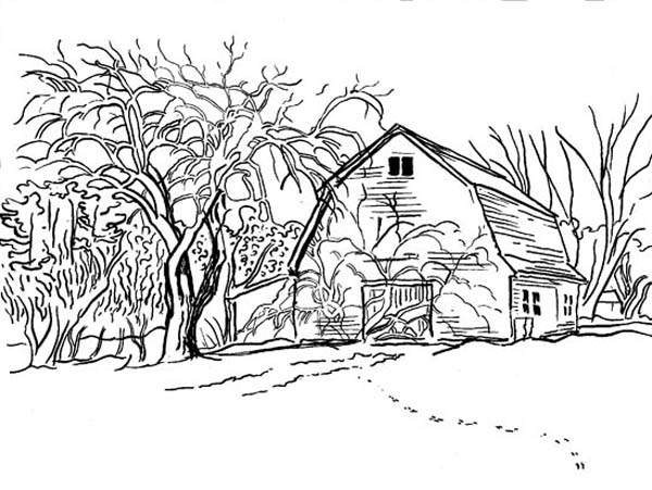 Farm Life, : Farm Life Coloring Pages House at Village