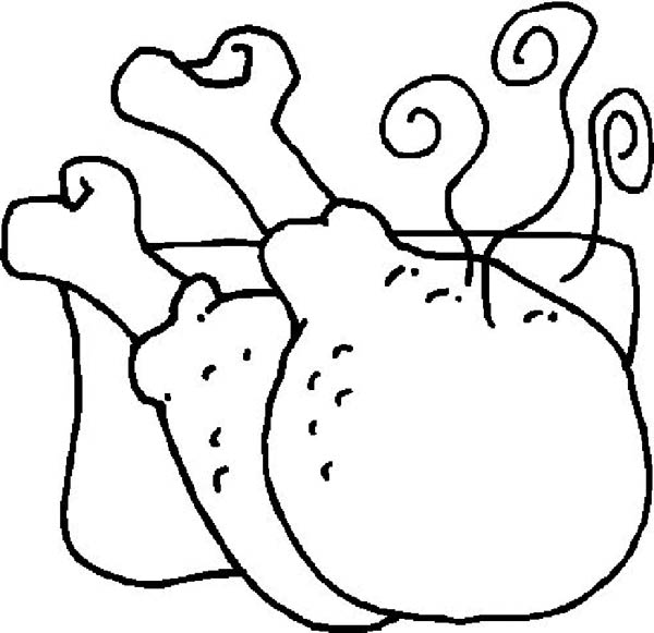 Foods, : Fried Chicken Food Coloring Pages