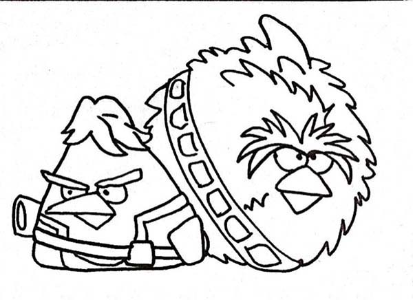 Angry Bird Star Wars, : Han Solo and Chewbacca Angry Bird Star Wars Coloring Pages