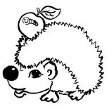 Hedgehogs, Hedgehog And An Apple With Caterpillar Colouring Pages Coloring Page: Hedgehog and an Apple with Caterpillar Colouring Pages