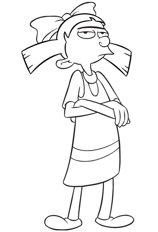 Hey Arnold, : Helga is Mad to Arnold in Hey Arnold Coloring Pages