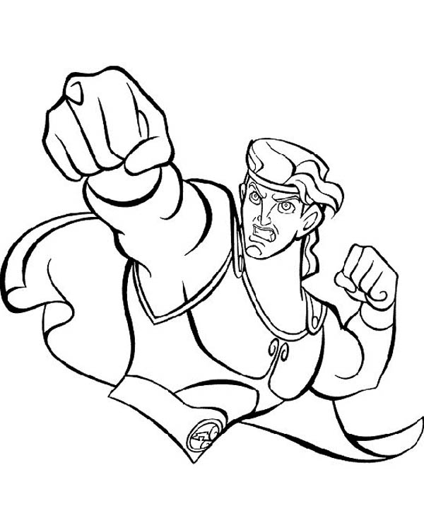 Hercules, : Hercules Strong Punch Coloring Pages