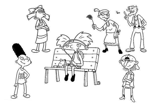 Hey Arnold, : Hey Arnold Coloring Pages for Kids
