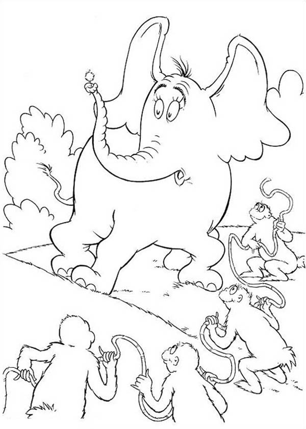 Horton, : Horton Hears a Who Surrounded by the Wickershams Coloring Pages