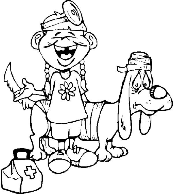 Hospital, : Hospital Taking Care of Animal Patient Coloring Pages