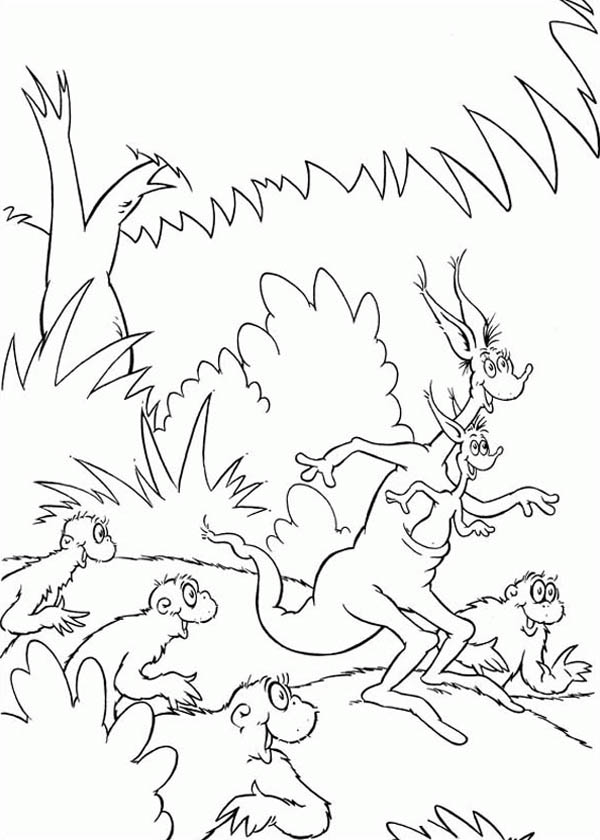 Horton, : Jane Kangaroo Running with the Wickershams in Horton Hears a Who Coloring Pages