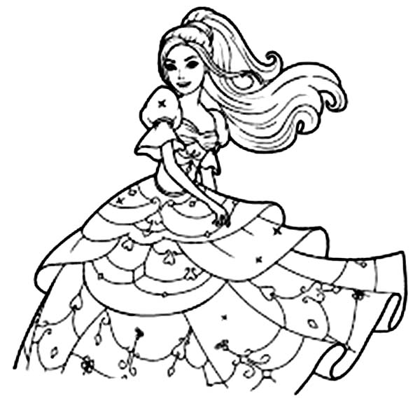 Barbie, : Long Haired Barbie Coloring Pages