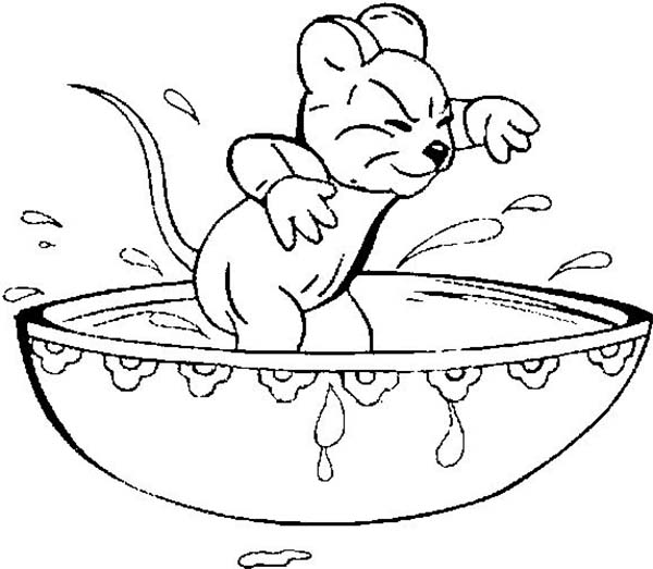 Bath, : Mouse is Finish His Bath Coloring Pages