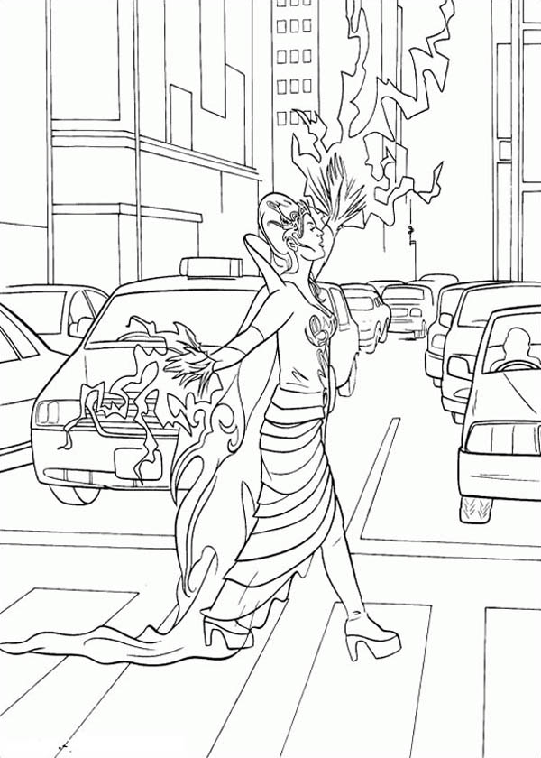 Enchanted, : Queen Narissa Crossing the Street in Enchanted Coloring Pages