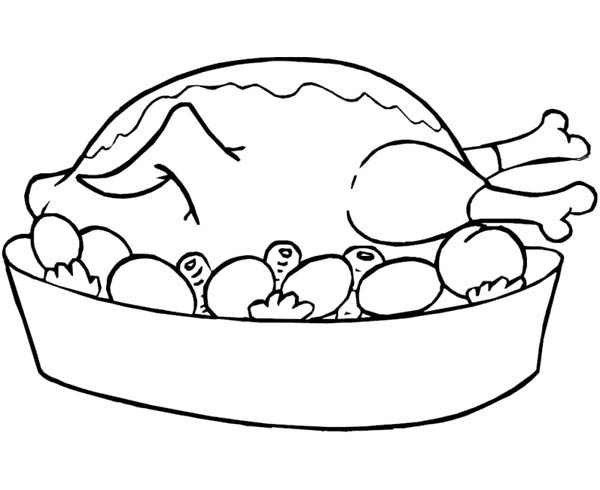 Foods, : Roasted Chicken Food Coloring Pages