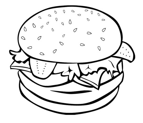 Foods, : The Big Burger for Fast Food Coloring Pages