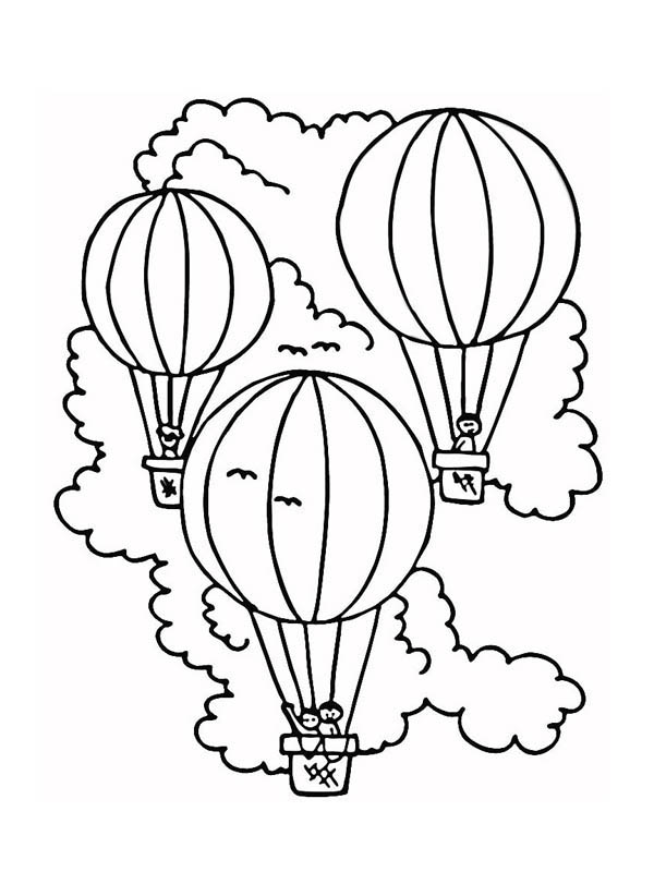 Hot Air Balloon, : Three Hot Air Balloon Coloring Pages