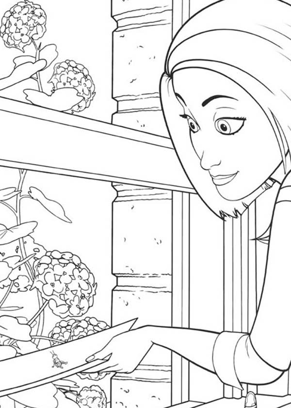 Bee Movie, : Vanessa Put Barry on the Flower in Bee Movie Coloring Pages