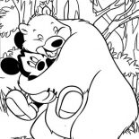 Mickey Mouse Safari, A Bear Hugs Mickey In His Safari Adventure In Mickey Mouse Safari Coloring Pages: A Bear Hugs Mickey in His Safari Adventure in Mickey Mouse Safari Coloring Pages