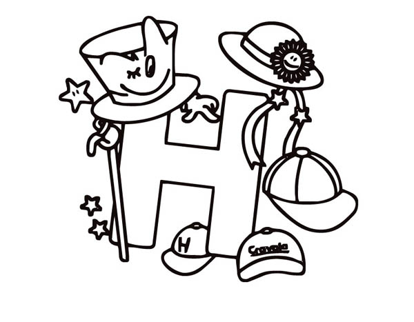 Letter H, : All Kind of Hat for Letter H Coloring Page