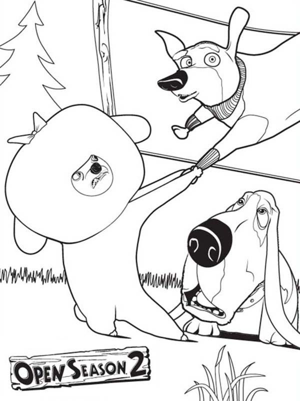 Oliver and Company, : Animal Save Each Other in Open Season Coloring Pages