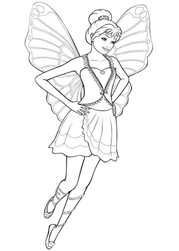 Barbie Mariposa, : Barbie Mariposa Try Her New Dress Coloring Pages