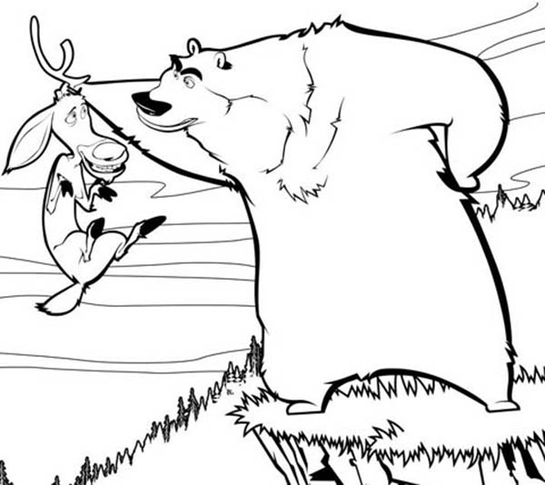 Oliver and Company, : Boog is Angry to Elliot in Open Season Coloring Pages
