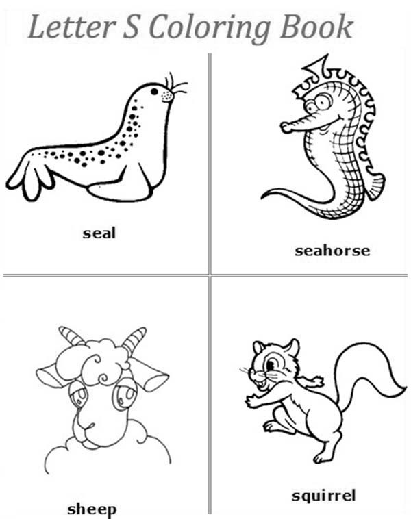 Letter S, : Coloring Book for Learn Letter S Coloring Page