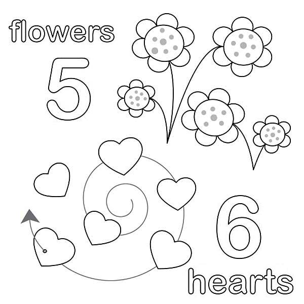 Number 5, : Counting Number 5 Coloring Page