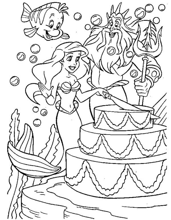 Mermaid, : Disney Mermaid Princess Ariel Birthday Coloring Pages