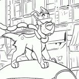 Oliver and Company, Dodger Standing On A Moving Car In Oliver And Company Coloring Pages: Dodger Standing on a Moving Car in Oliver and Company Coloring Pages