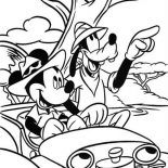Mickey Mouse Safari, Drawing Mickey Mouse Safari With Goofy Coloring Pages: Drawing Mickey Mouse Safari with Goofy Coloring Pages