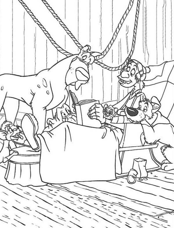 Oliver and Company, : Fagin Tell Story to All Animals in Oliver and Company Coloring Pages