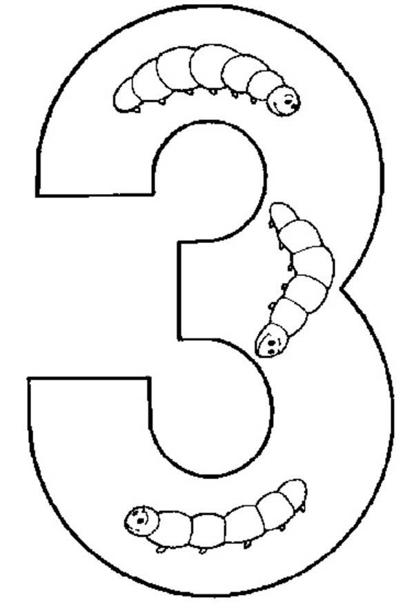 Number 3, : Get Number 3 Coloring Page