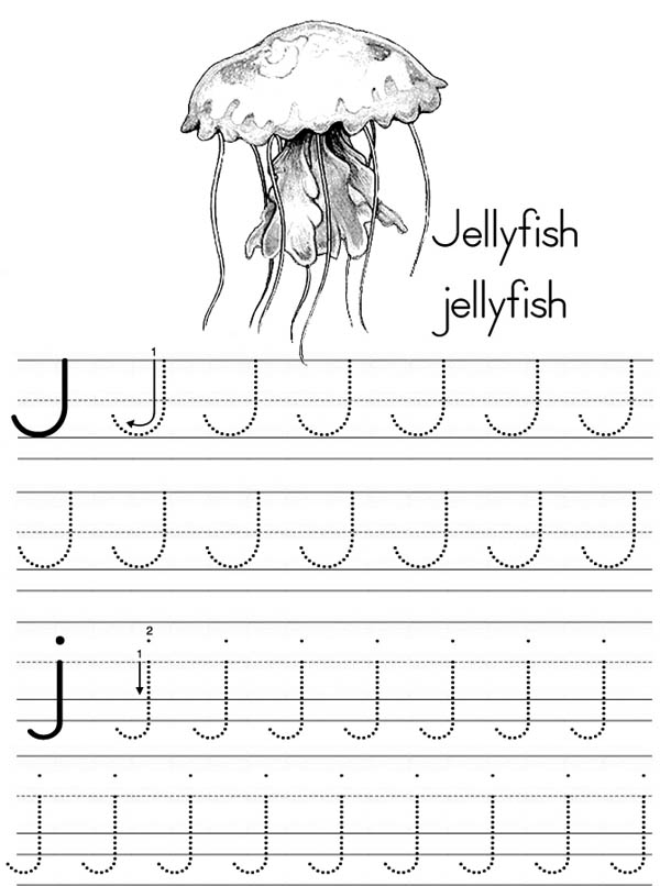 Letter J, : Jellyfish Worksheet is for Letter J Coloring Page