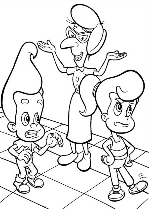 Jimmy Neutron, : Jimmy Neutron in the Class with Cindy Vortex Coloring Pages