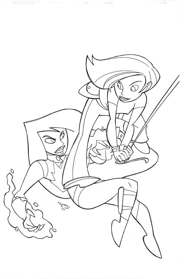 Kim Possible, : Kim Possible Defeat Shego Coloring Pages