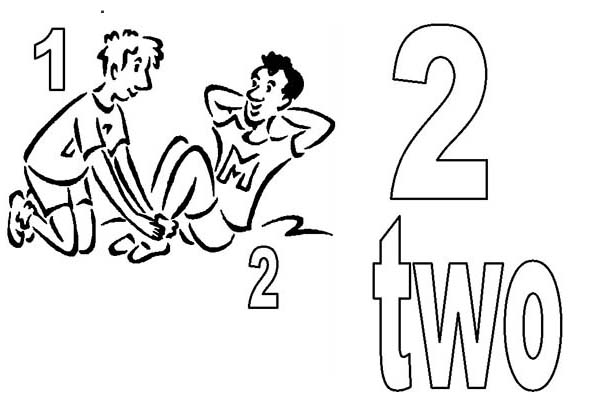 Number 2, : Kindergarden Kids Learn Number 2 Coloring Page