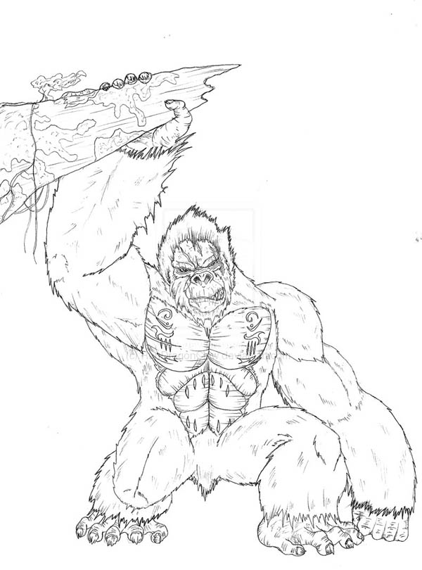 King Kong, : King Kong Going Crazy Coloring Pages