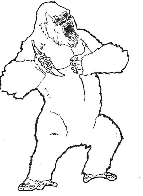 King Kong, : King Kong Tap His Chest Repeatedly Coloring Pages