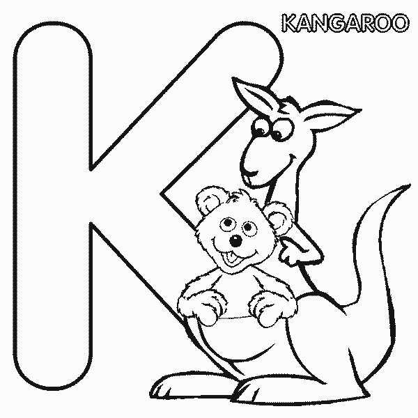 Letter K, : Learn Letter K for Kangaroo in Sesame Street Coloring Page