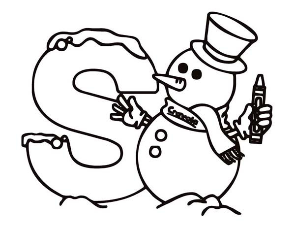 Letter S, : Learn Letter S for Snow Coloring Page