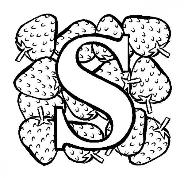 Letter S, : Learn Strawberry for Letter S Coloring Page