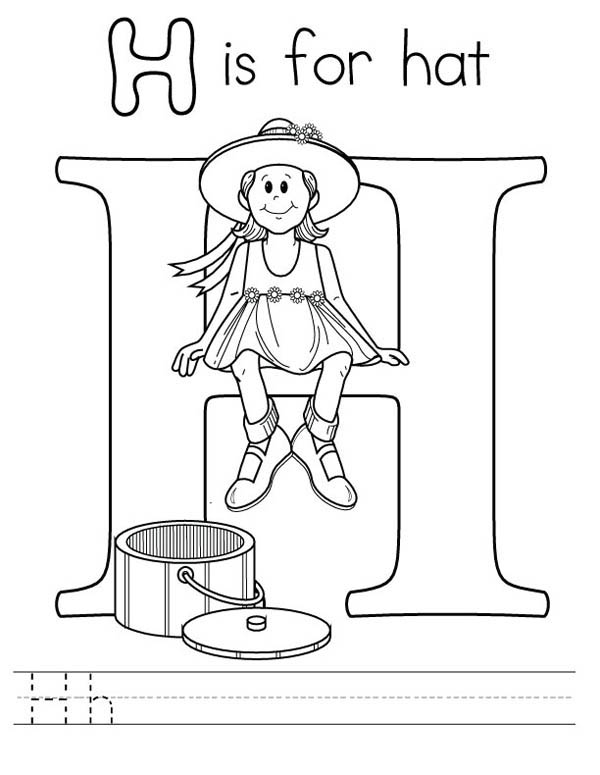 Letter H, : Learning Letter H Coloring Page