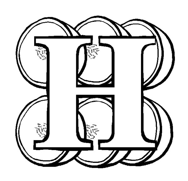 Letter H, : Letter H for Honeydews Coloring Page