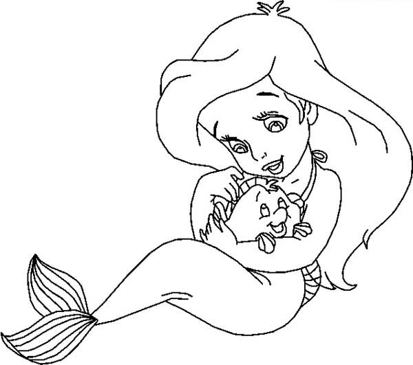 Mermaid, : Little Princess Ariel Mermaid Coloring Pages