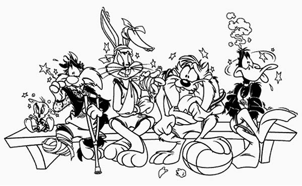 Looney Tunes, : Looney Tunes Coloring Pages All Characters Got Injured