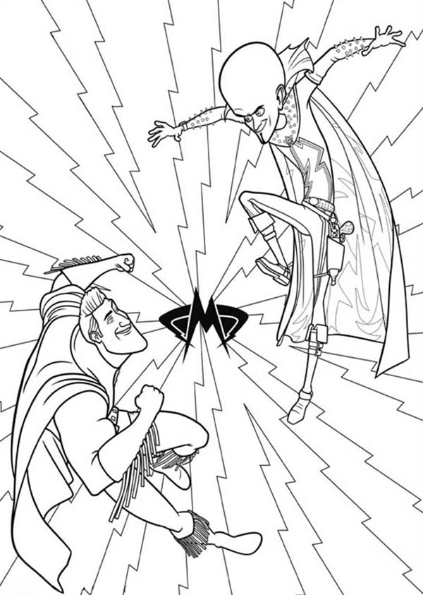Megamind, : Megamind Duel with Metroman Coloring Pages