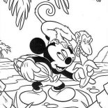 Mickey Mouse Safari, Mickey Mouse Safari Coloring Pages Give Monkey A Banana: Mickey Mouse Safari Coloring Pages Give Monkey a Banana