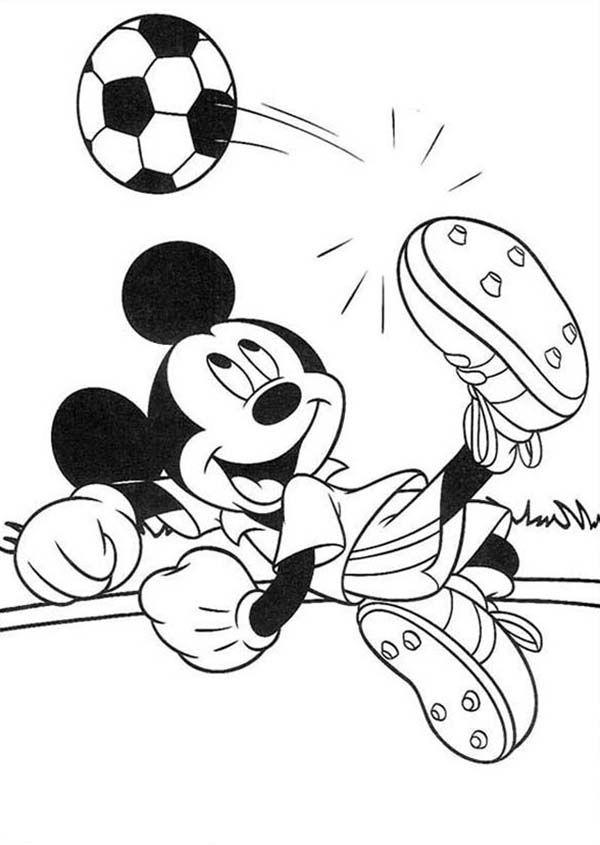 Mickey Mouse Safari, : Mickey Mouse Safari Coloring Pages Mickey Trying to Score a Goal