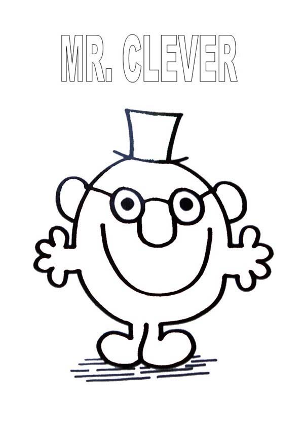 Mr Men and Little Miss, : Mr Clever is so Smart in Mr Men and Little Miss Coloring Pages